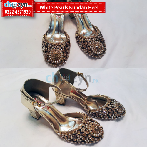 White Pearls Kundan Heel
