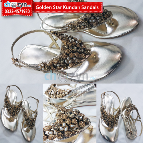 Golden Star Kundan Sandals