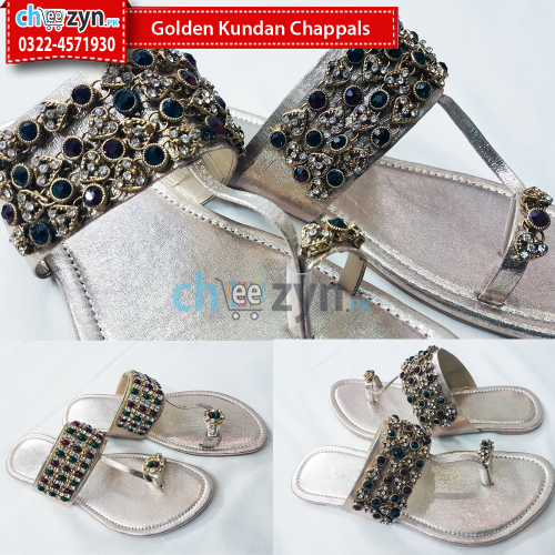 Golden Kundan Chappal