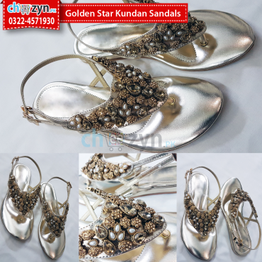 Golden Star Kundan Sandals