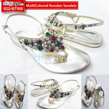 MultiColored Kundan Sandals