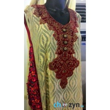 Special Edition 4 Piece Red Embroidery Chiffon Dress